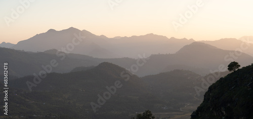 Sunset over the Rolling Himalayan Hills