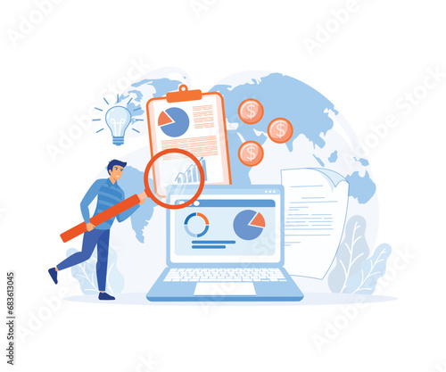 Business intelligence concept vector background illustration with various items and symbols. flat vector modern illustration 