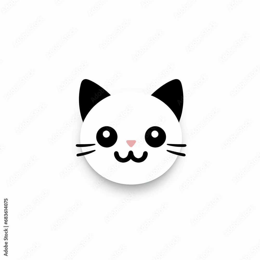 Minimalist Smiling Cat Face Icon or Logo on a White Background Minimalist Smiling Cat Face Icon or Logo on a White Background