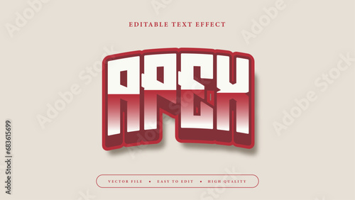 Editable text effect. Red gradient apex text on white background.