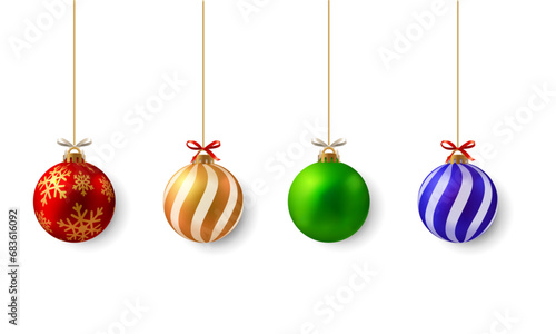 Vector colored christmas baubles pack on white