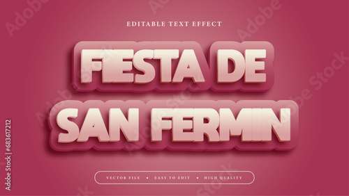 Editable text effect. Pastel pink fiesta de san fermin text on pink background.