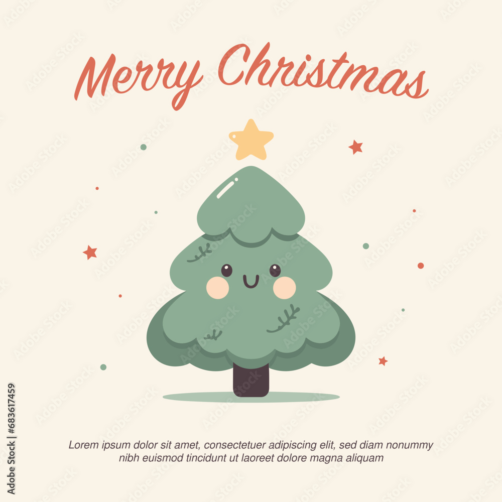 Merry Christmas Instagram design with flat illustration vector graphic