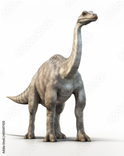 giant brochiosaurus isolated on white  hyper realistic illustration.