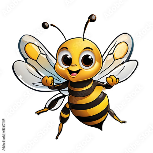 Bee Icon Cartoon with transparent background 
