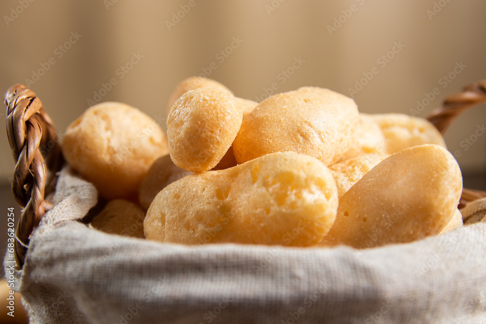 Close up Brazilian starch biscuit in a basket