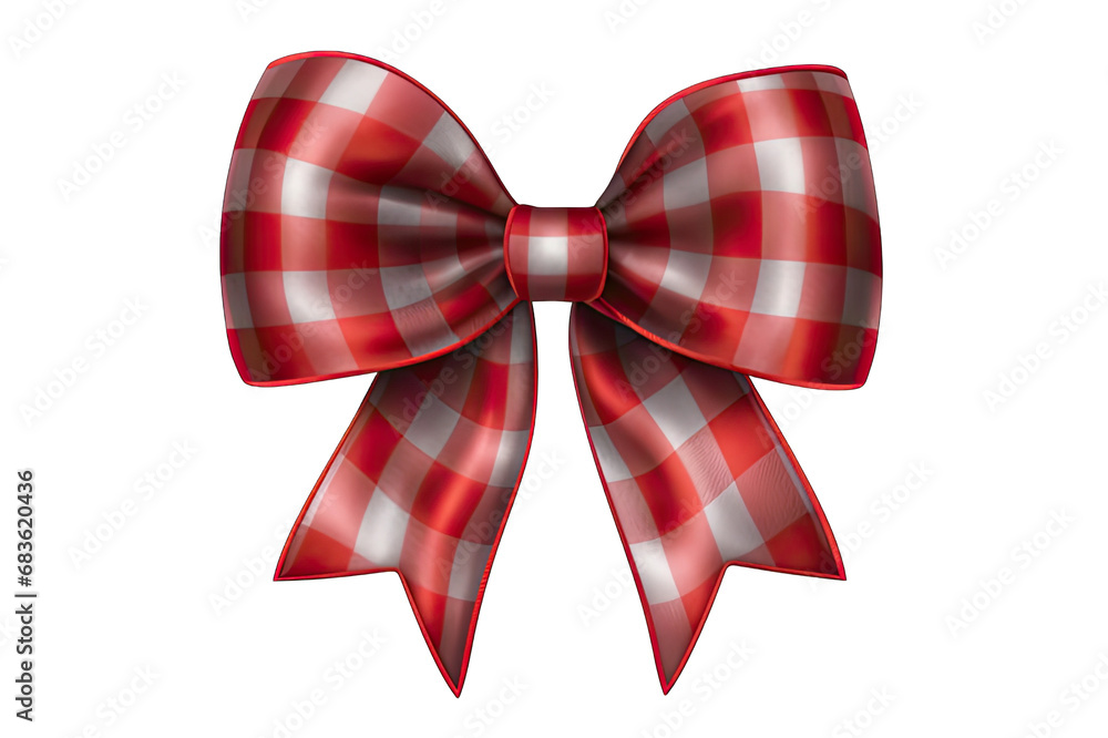 Red ribbon and bow with grey isolated against transparent background Red ribbon and bow with grey isolated against transparent background