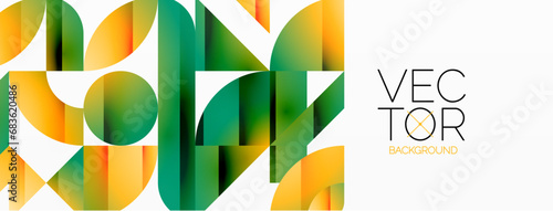 Abstract masterpiece formed by delicate interplay of circles, squares, and triangles. Geometric elements converge in harmonious chaos, evoking sense of modern creativity. Symphony of shapes