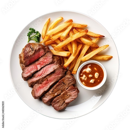Steak and French Fries with Sauce