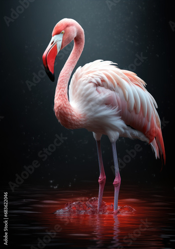 pink flamingo in the water