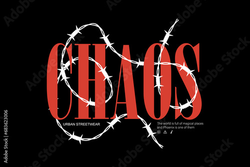 Modern streetwear chaos quotes graphic tee design template