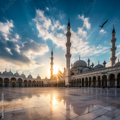 The mosque is a stunning example of Islamic architecture, AI Generative. photo