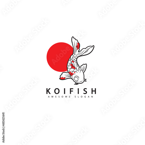 Fish koi logo and symbol vector image	
