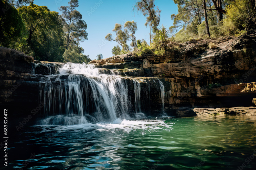 Fototapeta premium Waterfall in the jungle. Generative Ai