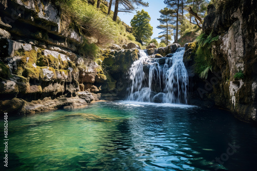 Waterfall in the jungle. Generative Ai