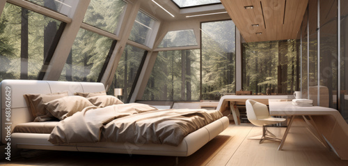A Luxurious Fusion of Nature and Design with Bedroom by Ai generate.