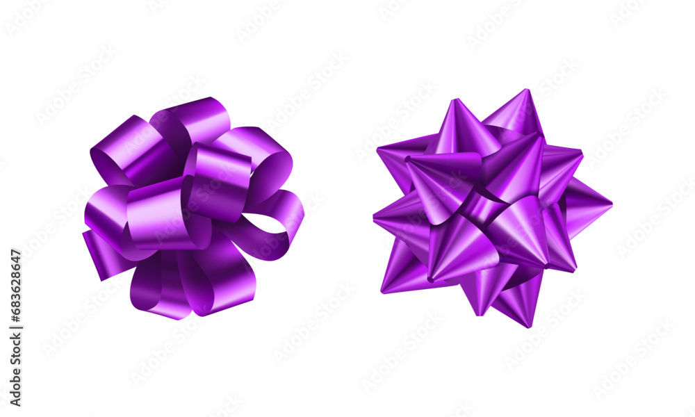 Vector purple bows for wrapping present box set Vector purple bows for wrapping present box set