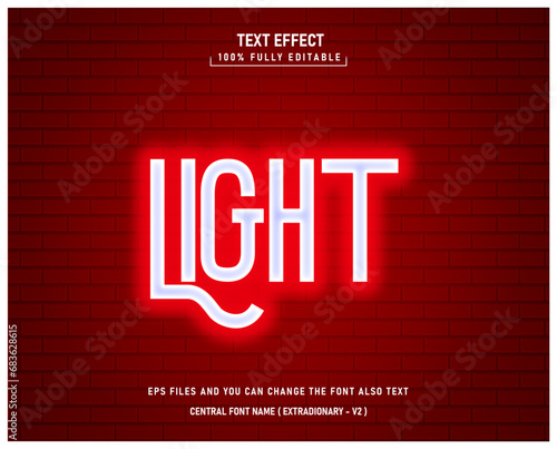 Neon lights red editable text effect