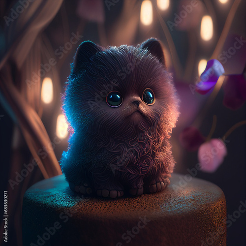 little cat in the stone with light bg