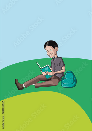 Adolescentes, feliz leyendo