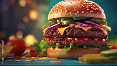Classic hamburger stock photo, isolated in white