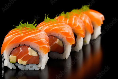 Salmon sushi roll generative AI