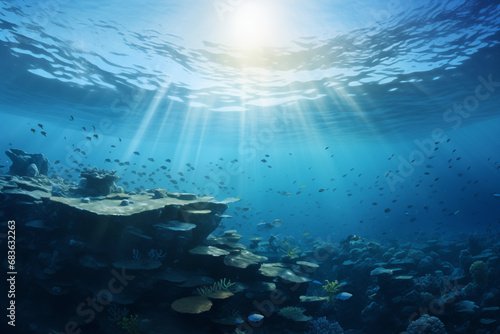 World ocean day  underwater sea deeb  concept of ecology and sustainable development