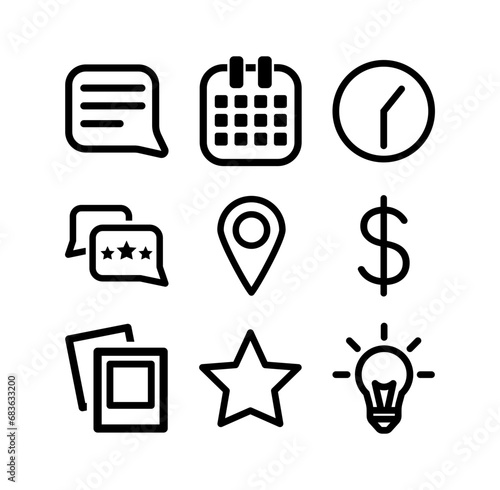 social media icon pack talk calendar location conversation money pictures star lamp idea icons polaroid photo