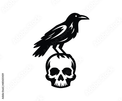 Crow Standing on Skull Vector 