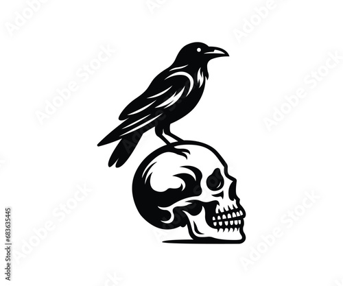 Crow Standing on Skull Vector 