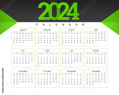 modern 2024 wall calendar template a office stationery ector