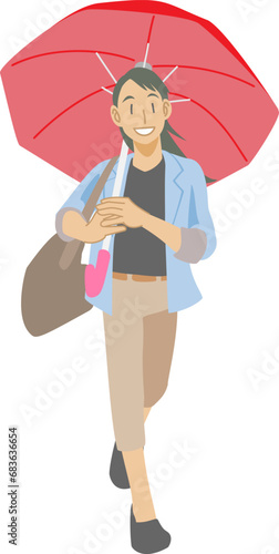 傘をさして歩く女性