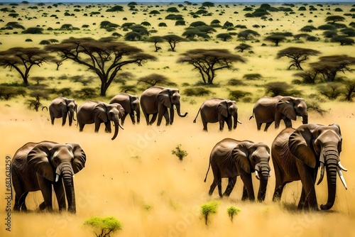 elephants in the savannah