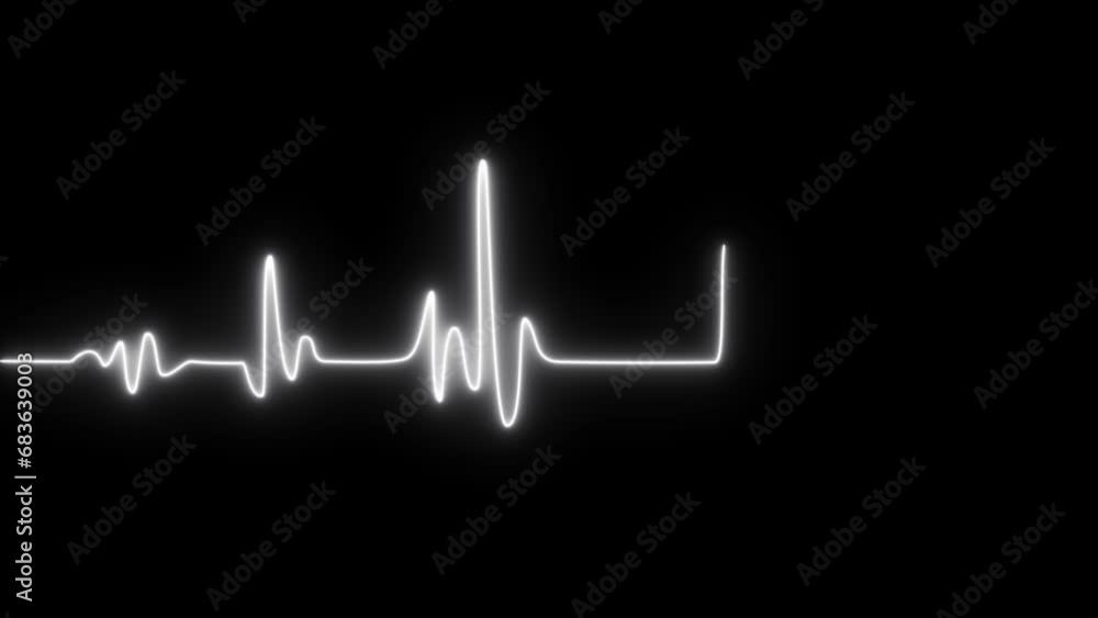 Glowing heartbeat rate and pulse animation on black screen. neon heartbeat animation. Life line - cardiogram. EKG monitoring in an emergency. Electrocardiogram, or ECG. End of the life-beat line. Glowing heartbeat rate and pulse animation on black screen. neon heartbeat animation. Life line - cardiogram. EKG monitoring in an emergency. Electrocardiogram, or ECG. End of the life-beat line.