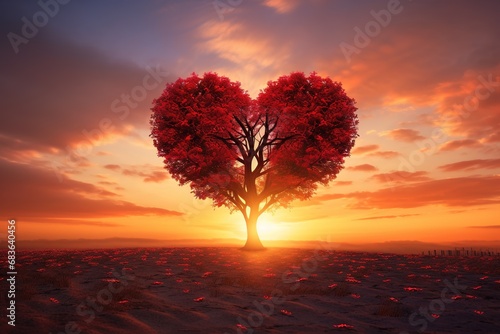 Valentine's day background with red heart tree  © Rudsaphon