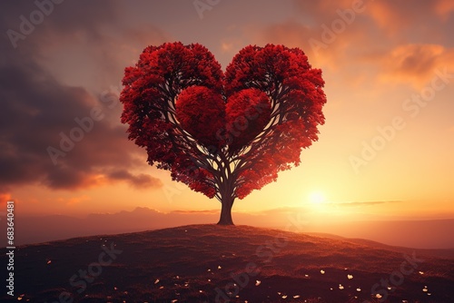 Valentine's day background with red heart tree  © Rudsaphon