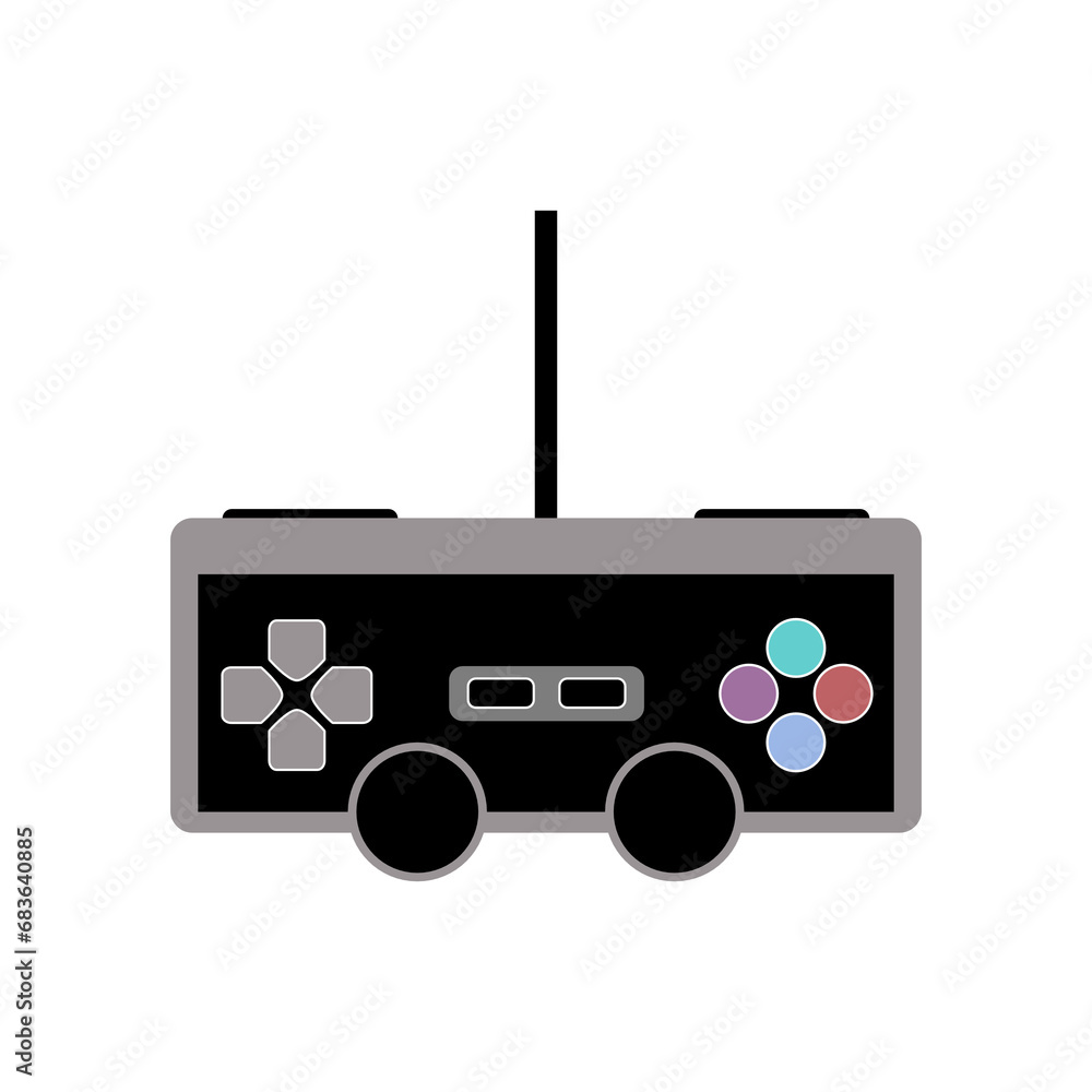 Video game controller with a mix of retro and modern gaming design Video game controller with a mix of retro and modern gaming design