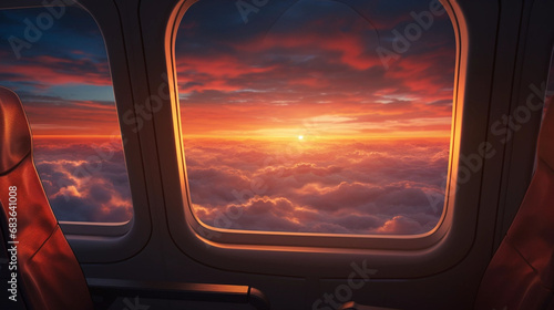 sunset and sunrise view from airplane