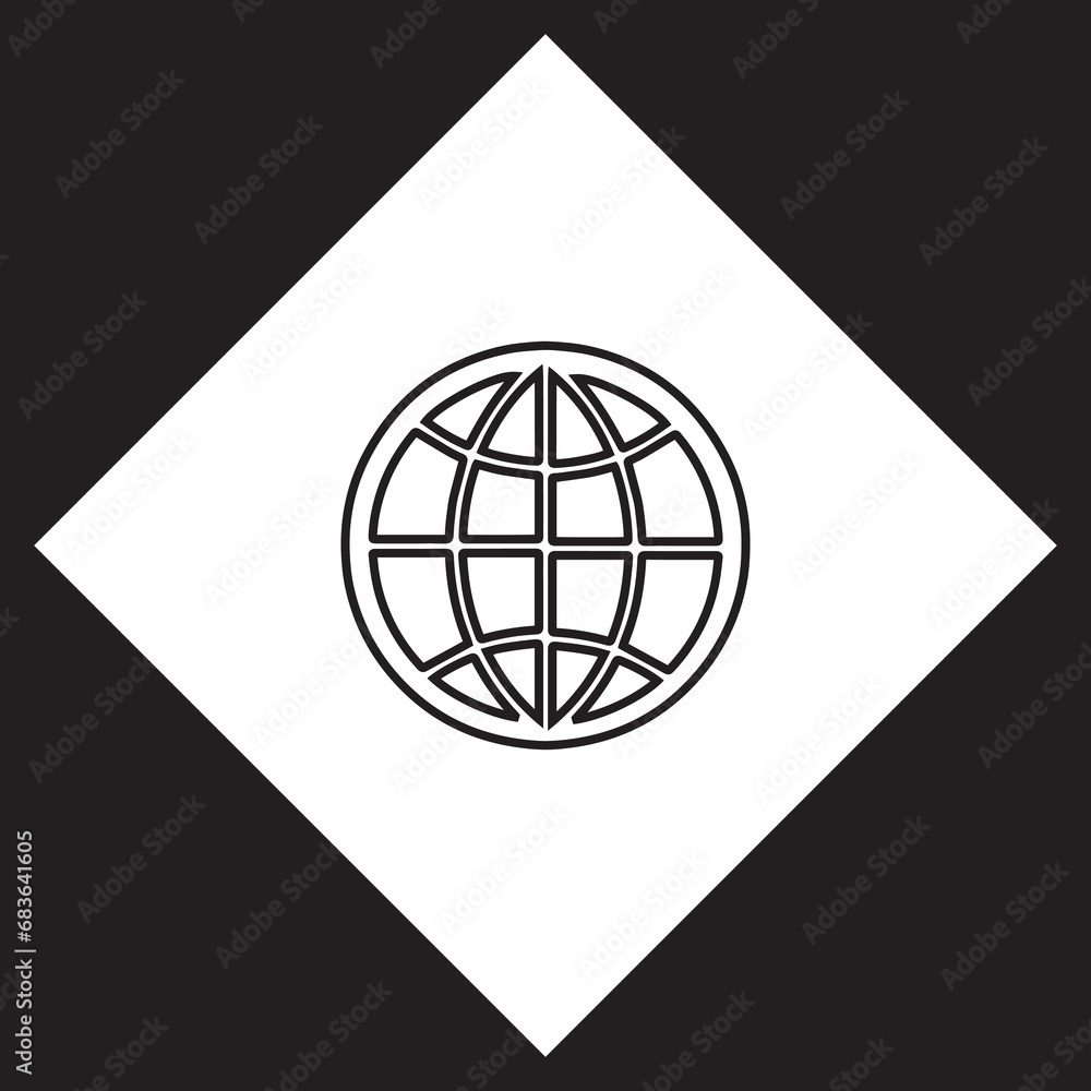 Internet icon vector. Website logo design. Internet vector icon illustration in rhombus isolated on black background Internet icon vector. Website logo design. Internet vector icon illustration in rhombus isolated on black background