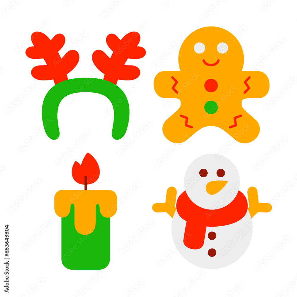 Naklejka premium christmas objects vector illustrations set