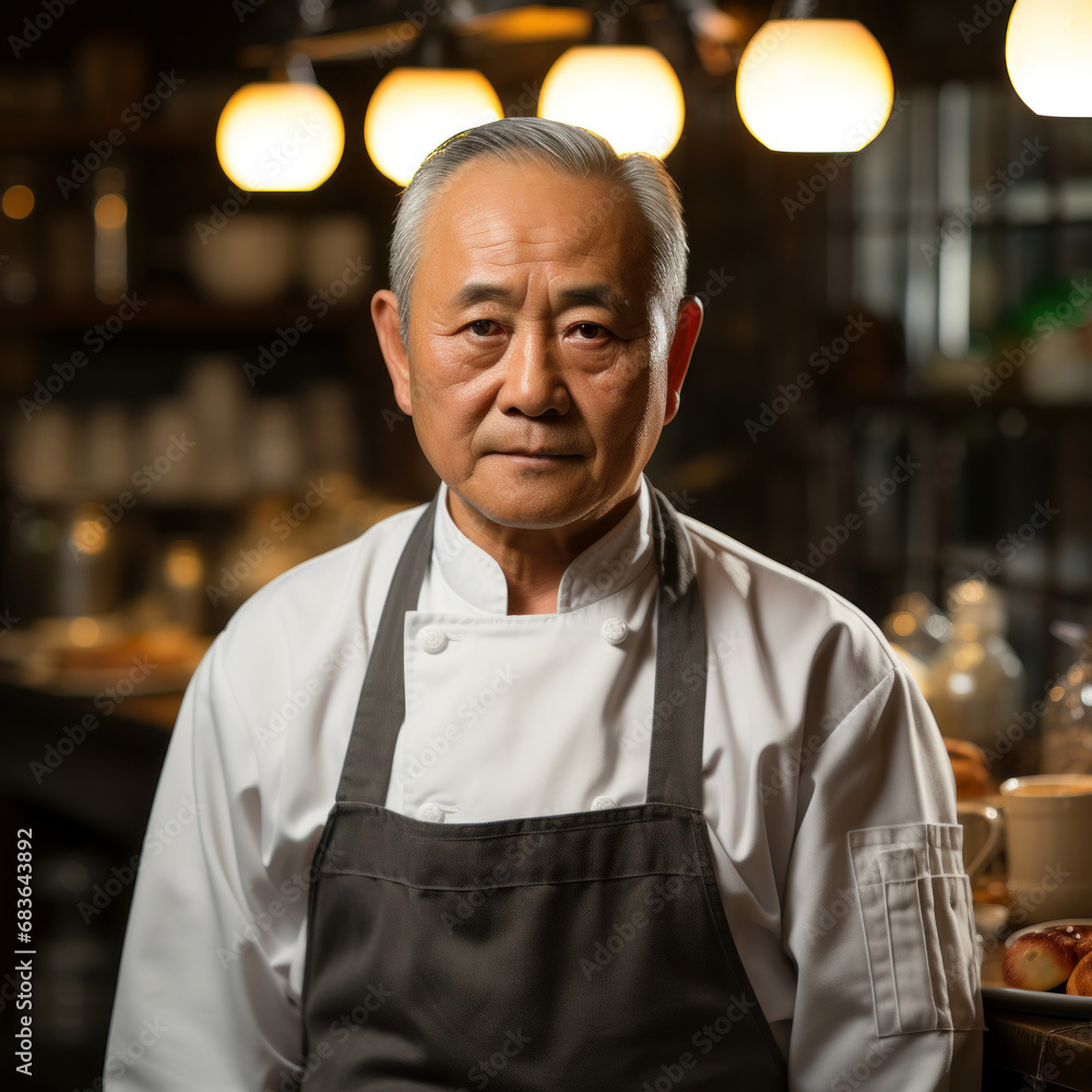 Fototapeta premium Culinary excellence: Portrait of an asian chef