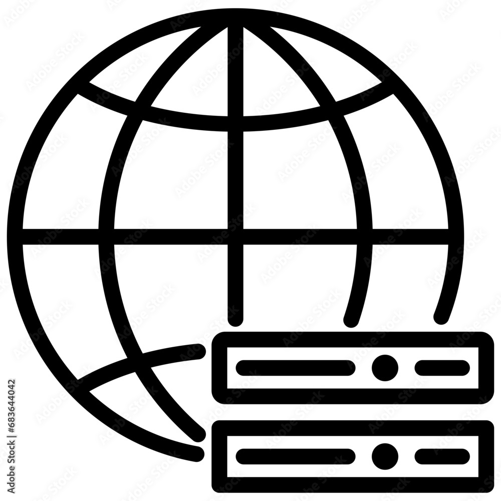 Domain Name Server Outline Icon Domain Name Server Outline Icon