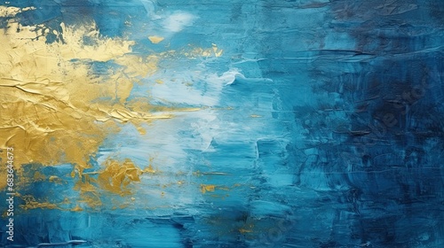 Uniform Azure Texture with a Stroke of Gold Paint