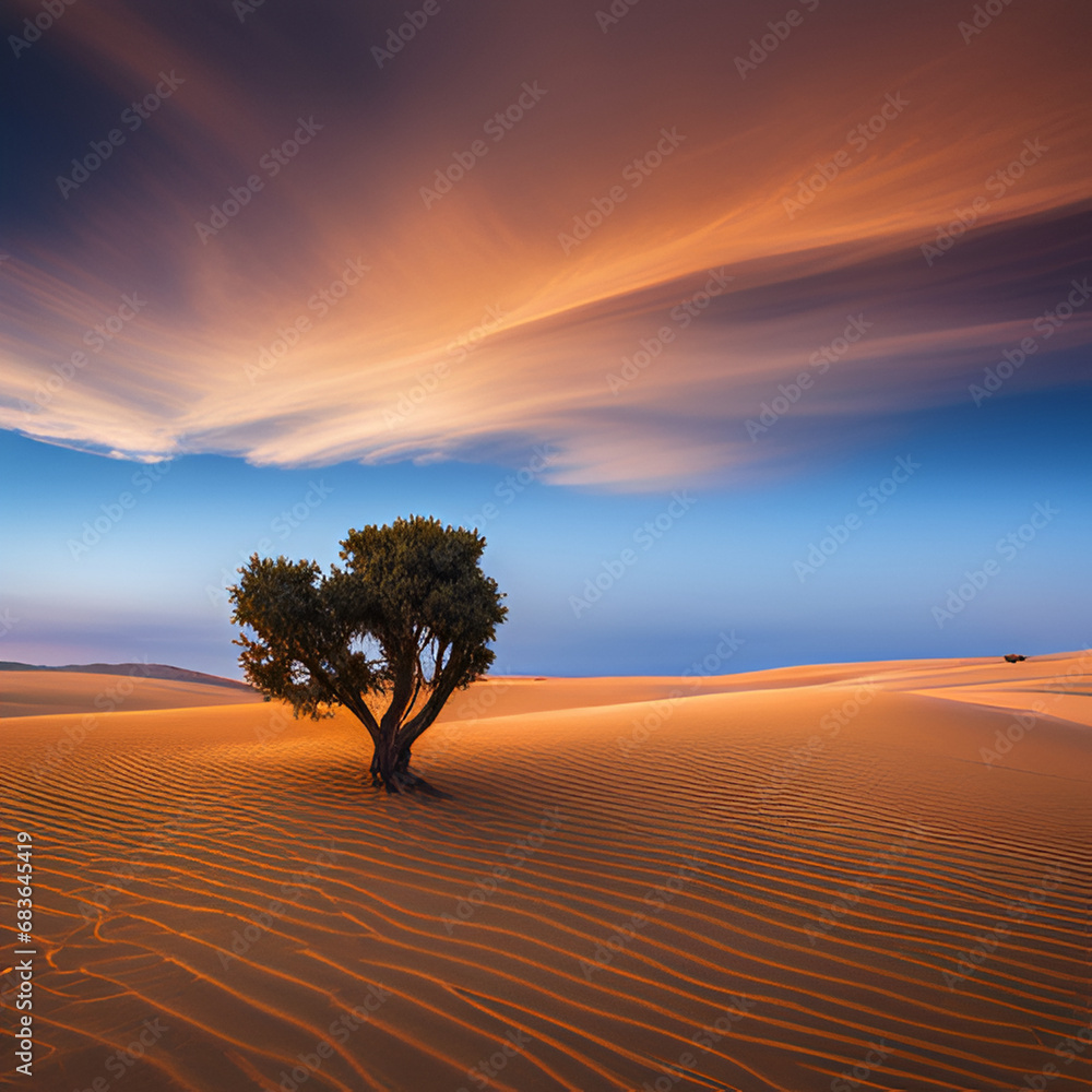 a desert and a tree, Generative AI