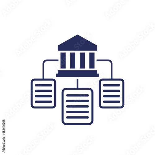 Bank documents icon on white