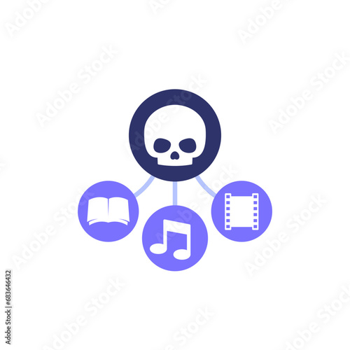 piracy icon, illegal copying copyrighted material