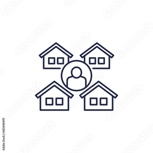 property manager icon, real estate administrator line vector
