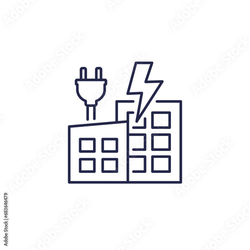 All-Electric buildings, houses line icon