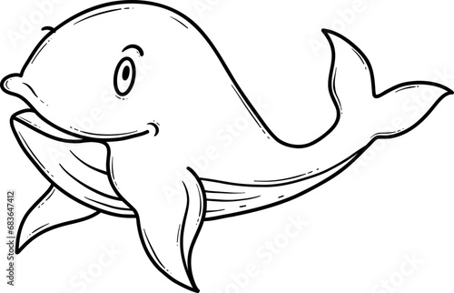 whale fish cartoon outline