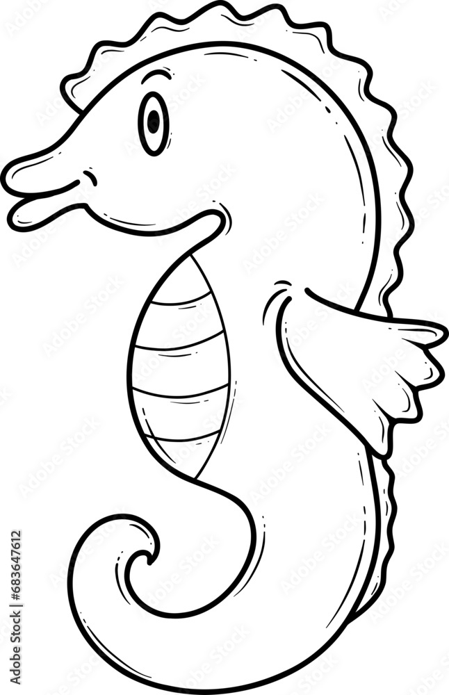 seahorses cartoon outline